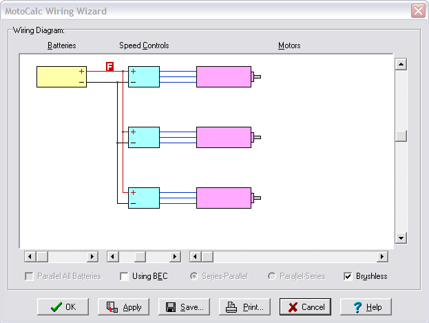 You can experiment with wiring diagrams for more complex configurations 